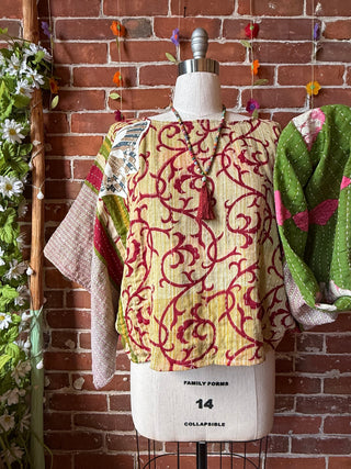 OOAK Summer Collection - Reversible Cosmic Drift Kantha Poncho Top - 2 Tops in 1