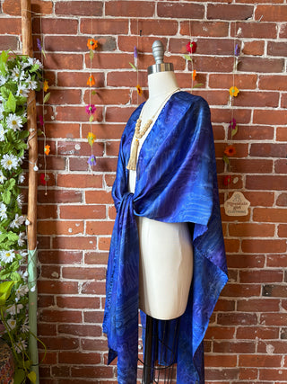 Summer Dreams 100% Silk Poncho Robe- Fair Trade Made