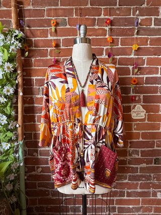 OOAK Summer Collection- Upcycled Silky Kimono Robe with Pockets
