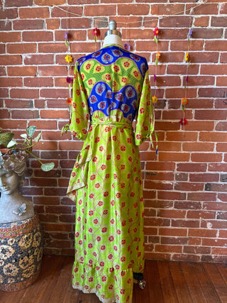 Size 0-4 Upcycled Sari Wrap Dress