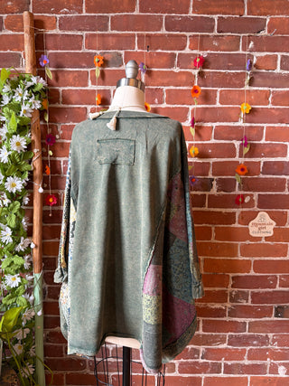 OOAK Summer Collection - Upcycled Kantha Peace Sign Patch Patchwork Poncho Style Top ☮️