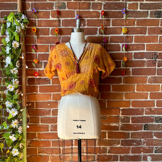 Nova Kantha Short Sleeve Wrap Top