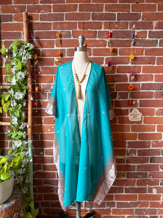 Summer Dreams 100% Silk Poncho Robe- Fair Trade Made