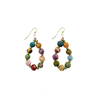 Kantha Beaded Teardrop Earrings