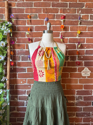 Size 0-12 In Bloom Reversible Kantha Halter Top