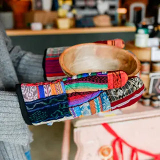 Set of Two Recycled Cotton Patch Oven Mitts- Fair Trade Made -Final Sale