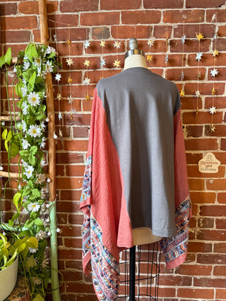Upcycled Stevie Nicks Butterfly Inspired Rose Embroidered Poncho