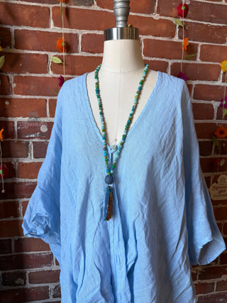 Nomad Linen Drape Faux Wrap Top - Made in Italy