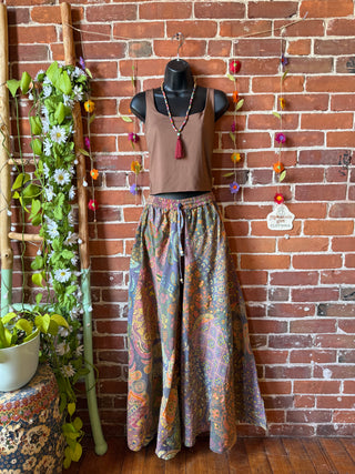 Sun Washed Patchwork Tapestry Palazzo Pants -Fair Trade