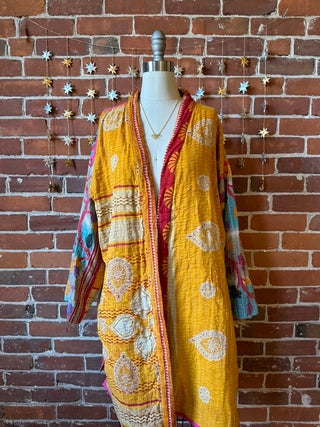 Reversible Kantha Long Wrap Jacket / Robe