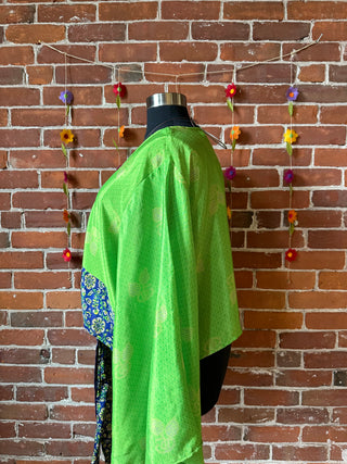 Plus Size Upcycled Sari Cropped Wrap Top