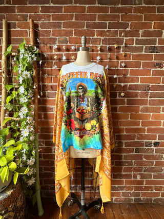 OOAK Autumn Collection - Grateful Dead Inspired Boho Hi Lo Poncho Top