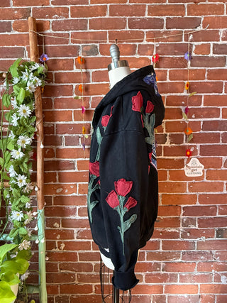 OOAK Autumn Collection Grateful Dead Inspired Artisan Bloom Floral Zip Up Hoodie