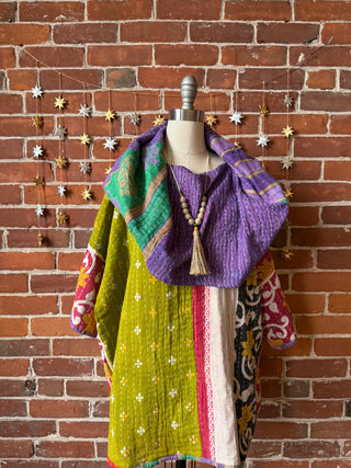 Twilight Reversible Kantha Cowl Pullover