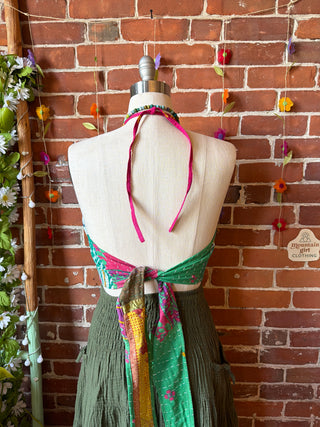 Size 14-20 In Bloom Reversible Kantha Halter Top - 100% Cotton - Fair Trade Made