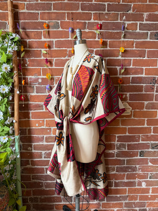 Summer Dreams 100% Silk Poncho Robe- Fair Trade Made