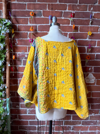 OOAK Summer Collection - Reversible Cosmic Drift Kantha Poncho Top - 2 Tops in 1!