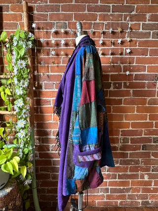Purple Juniper Patchwork Fringe Jacket