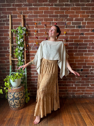 Meadow Mist Linen Poncho Top / Tunic Overlay Top - Made in Italy - Multiple Colors Available
