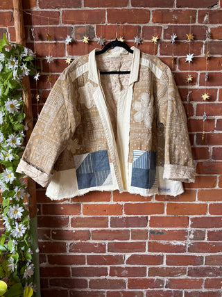 OOAK Winter Collection - Oversized Upcycled Quilted Patchwork Brown Paisley Jacket