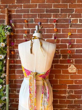 Size 14-20 In Bloom Reversible Kantha Halter Top - 100% Cotton - Fair Trade Made