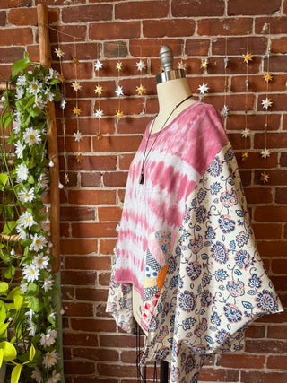 OOAK Autumn Collection - Upcycled Tie Dye Flowy Patchwork Poncho Top