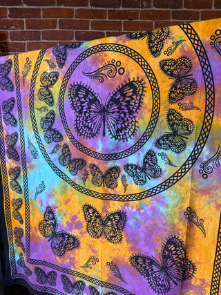 100% Cotton Tie Dye Butterfly Mandela 🦋 Tapestry / Wall Hanging - Fair Trade Made