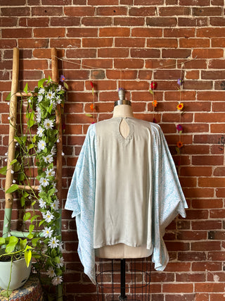 Embroidered Upcycled Vine Flowy Poncho
