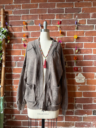 OOAK Summer Collection - Upcycled Peace Sign Patch Patchwork Cardigan Sweater ☮️