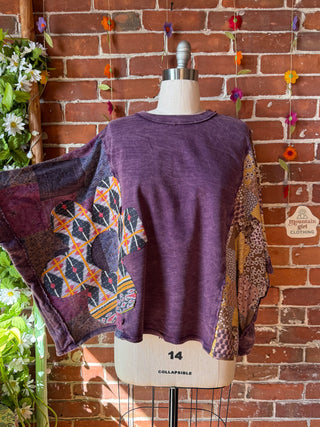 OOAK Summer Collection - Upcycled Flower Patch Patchwork Poncho Style Top