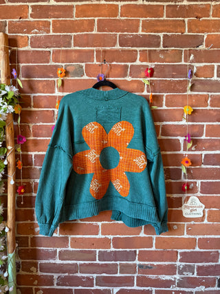 OOAK Summer Collection - Upcycled Flower Patch Patchwork Cardigan Sweater 🌼