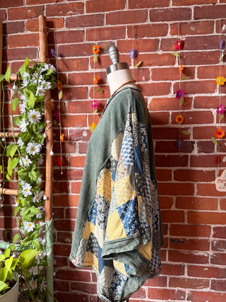 OOAK Summer Collection - Upcycled Peace Sign Patch Patchwork Poncho Style Top ☮️