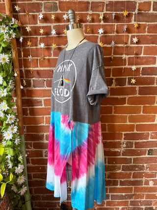 OOAK Autumn Collection - Size Large Upcycled Pink Floyd Inspired Flowy Tie Dye Tunic Tee