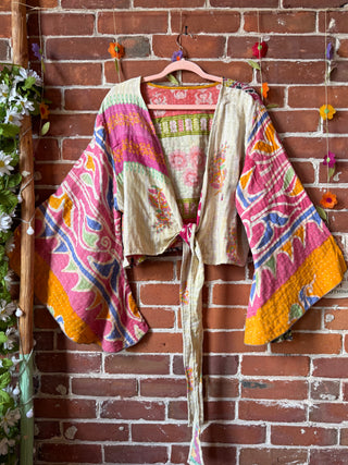 Nova Kantha Bell Sleeve Reversible Wrap Top - 100% Cotton - Fair Trade Made