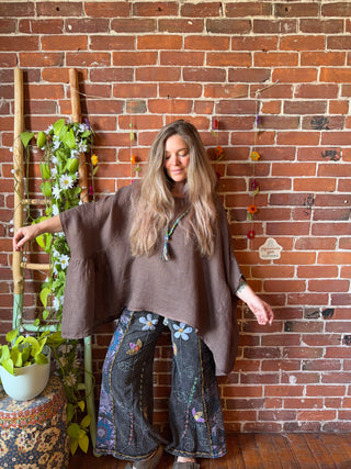 Driftwood Linen Drape Poncho Top - Made in Italy - 3 Colors Available