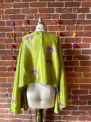 Size 8-20 Upcycled Sari Cropped Wrap Top