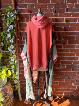 OOAK Autumn Collection- Upcycled Peace of Mind Hi Lo Sweater Poncho