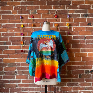 Upcycled Patchwork Led Zeppelin Poncho Tee