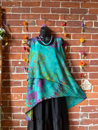 Jade Moon Tie Dye Layered Festival Tank Top - Fair Trade Made - Final Sale