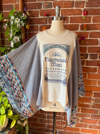 OOAK Autumn Collection-Upcycled Fleetwood Inspired Embroidered Poncho Top