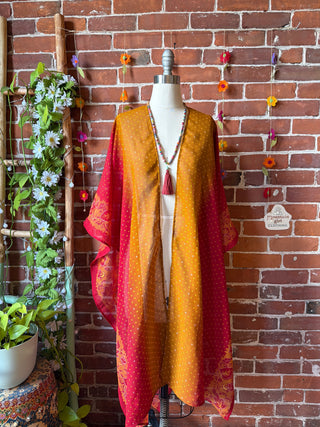 Summer Dreams 100% Silk Poncho Robe- Fair Trade Made