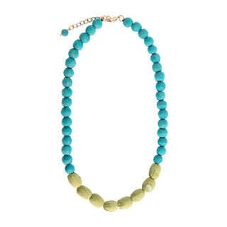 Kantha Couplet Necklace | Teal/Celery -Fair Trade Made- Final Sale