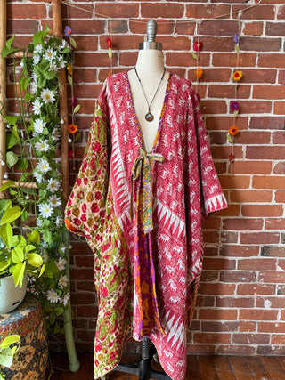 OOAK Autumn Collection-Reversible Stardust Kantha Ruana Jacket With Pockets