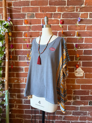 OOAK Autumn Collection- Upcycled AC/DC Inspired Poncho Tee
