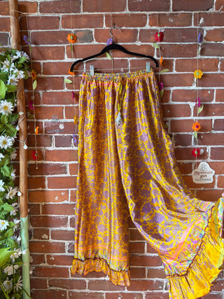 Festival Drift Wide Leg Recycled Sari Lounge Pants - Free Size - Fair Trade Made