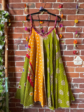 Coffee In The Morning Midi Kantha Summer Dress With Pockets - Fits up to 2X