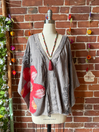 OOAK Spring Collection - Upcycled Flower Patch Patchwork Poncho Style Top 🌼