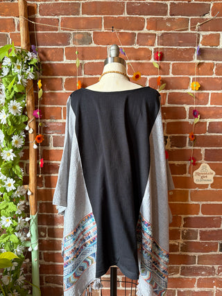 Led Zeppelin Inspired Flowy Embroidered Poncho Top