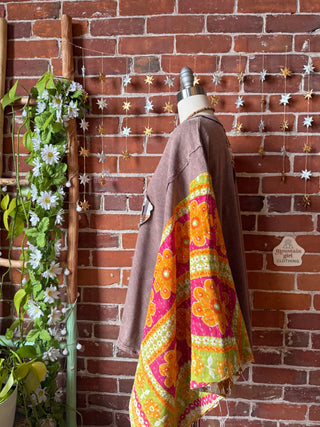 OOAK Winter Collection - Upcycled Flower Patchwork Kantha Poncho Top 🌼