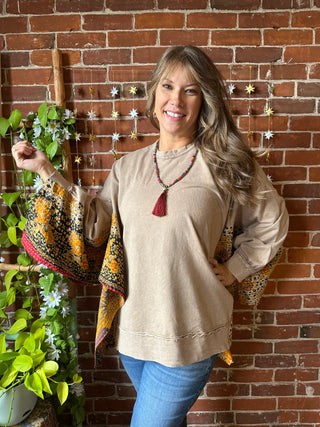 OOAK Autumn Collection- Birdsong Butterfly Wing Style Kantha Poncho Sweatshirt